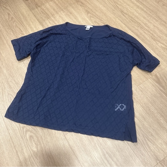 Nautica Women's Blue Textured Short Sleeve Tee - Picture 1 of 2